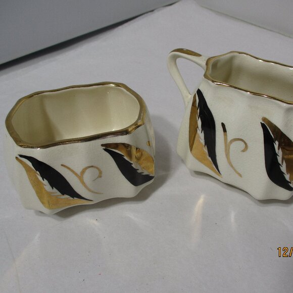 Vintage Staffordshire England Sandland Ware Sugar & Creamer Set MCM Mid-Century - Picture 3 of 12